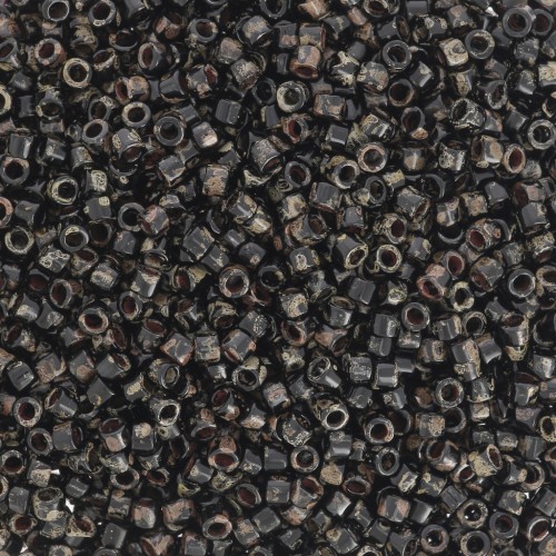Miyuki Delica 11/0 DB2261 - Opaque Black Picasso x 8g