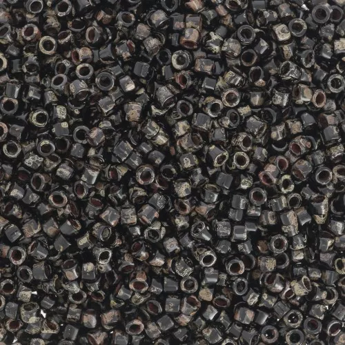 Miyuki Delica 11/0 DB2261 - Opaque Black Picasso x 8g