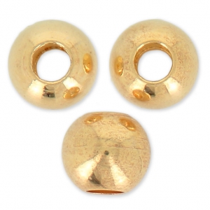 Cuentas redondas aplanadas con agujeros grandes 8x7 mm - Doradas con oro fino x6