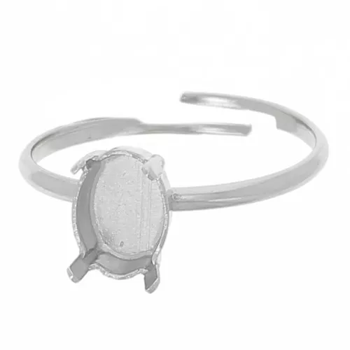 Anillo para cabuchón 4122 8x6 mm plateado