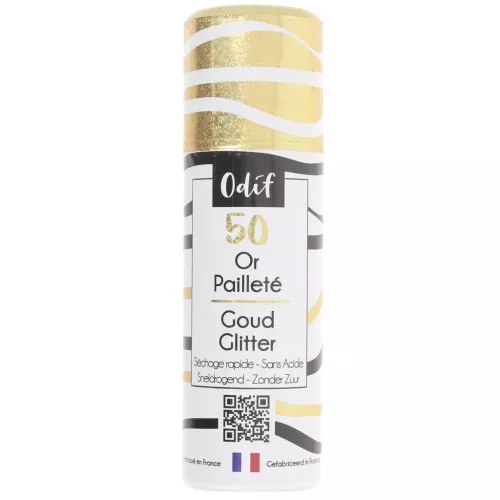 Barniz protector en spray Odif n.º 50 con acabado dorado con purpurina x125 ml