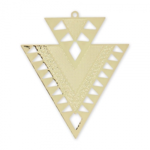 Colgantes de metal doble triangular decoración étnica 45 mm Light gold x2