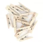 Mini-pinzas para ropa de madera para decorar 25 mm Natural x75