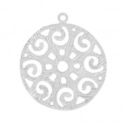 Colgante redondo filigranado redondo de latón estriado 28 mm rodiado x1