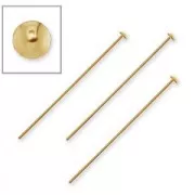 Bastones cabeza de alfiler para bisutería 50x3x0,85 mm de Plata 925 dorado X5