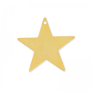 Dije estrella de latón lisa 16 mm dorado con oro fino x1