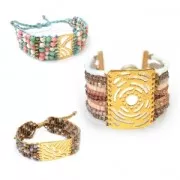 Entrepieza 10 filas decoración étnica 16x29 mm Dorado con oro fino x1