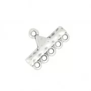 Entrepieza ancha para pulsera 5 filas 19.5 mm  Chapado Plateado envejecido x1