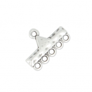 Entrepieza ancha para pulsera 5 filas 19.5 mm  Chapado Plateado envejecido x1