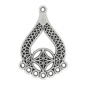 Entrepieza/Candelabro gota diseño étnico 8 anillas 42 mm plateado antiguo x1