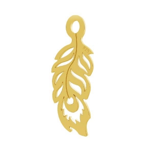 Dije pluma de pavo real 20 mm de Plata 925 Dorado con oro fino x1