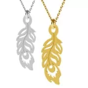 Dije pluma de pavo real 20 mm de Plata 925 Dorado con oro fino x1