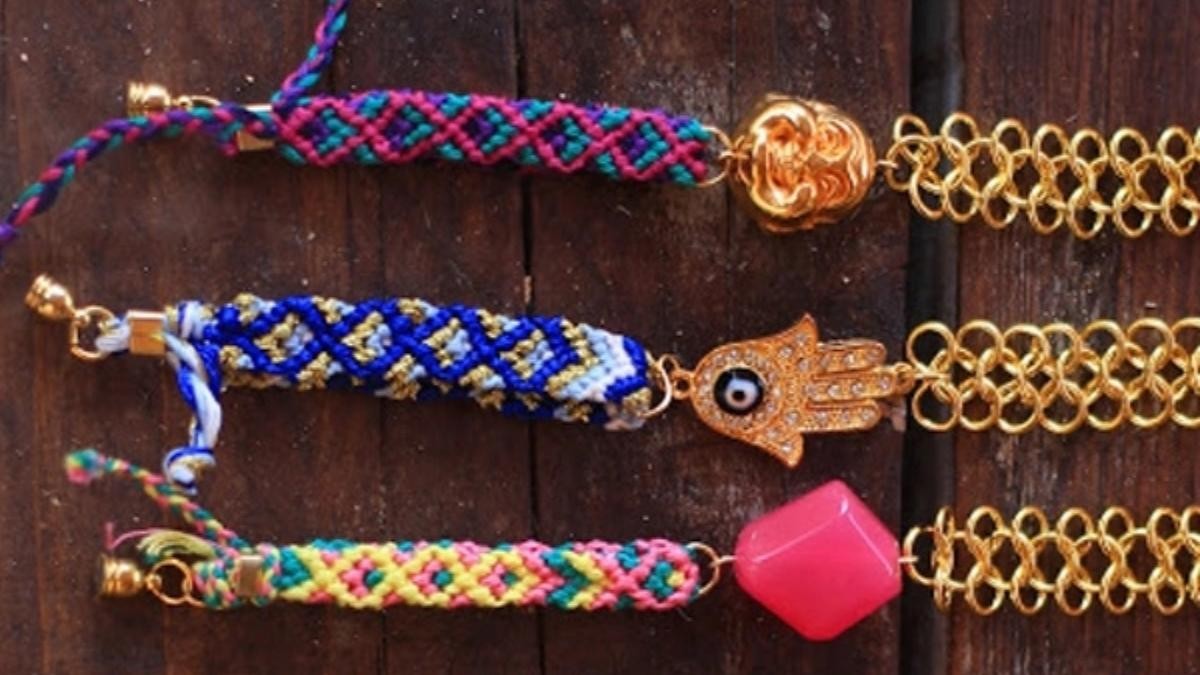 Pulsera brasileña con dijes y cadena Pulsera brasileña con dijes y cadena