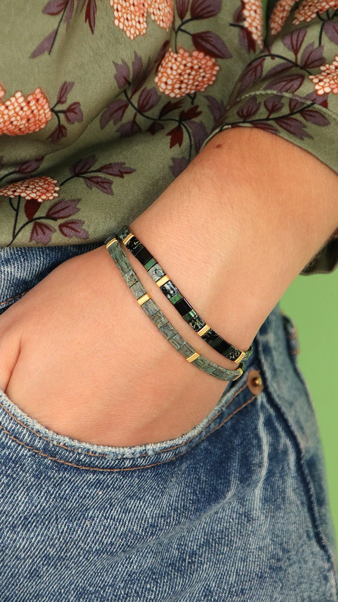 Esquema Temporada de otoño - Lección 1: Pulsera de cuentas planas rectángulos nudo corredizo