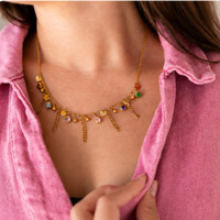 collier long maille fantaisie acier inox
