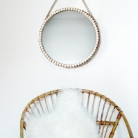 miroir perles en bois