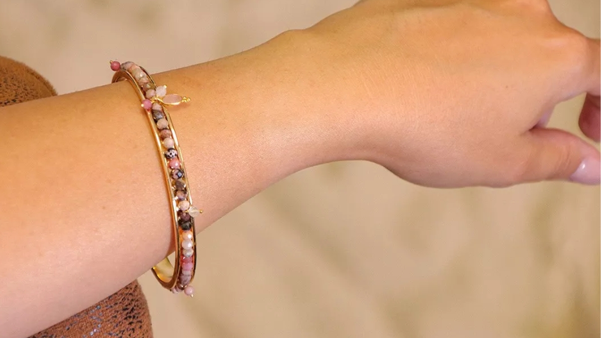 bracelet jonc en rhodonite