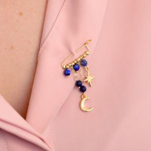 broche avec perles en lapis lazuli