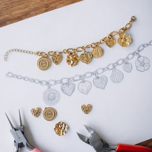 bracelet charms acier inox doré