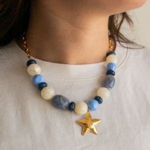 collier chaîne et pendentif acier inox doré