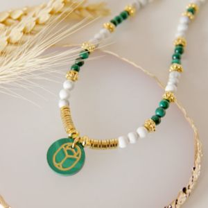 collier heishi polym&egrave;re et m&eacute;tal