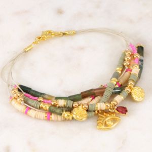 bracelet perles heishi m&eacute;tal