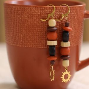 boucles d'oreilles heishi bois