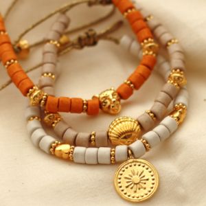 trio de bracelet perles heishi c&eacute;ramique