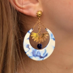 Boucles d'oreilles demi-lune acétate