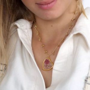 collier coeur resine