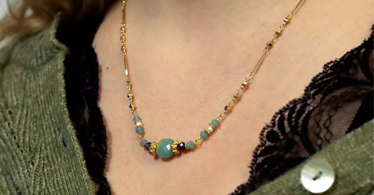 Collier pierre aventurine amazonite