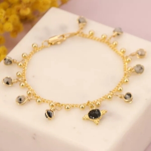 bracelet femme avec jaspe sésame et onyx noir