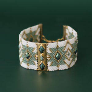 Bracelet peyote avec rocailles Miyuki Cloud Dancer