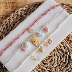 collier multirangs avec rocailles Miyuki Cloud Dancer