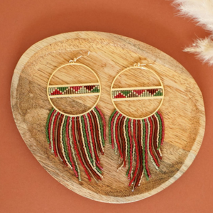 boucles d'oreilles &agrave; franges en perles Miyuki