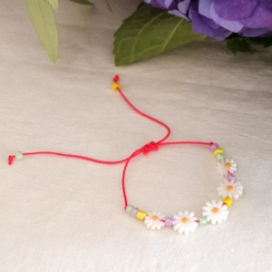 bracelet macramé fleurs marguerite
