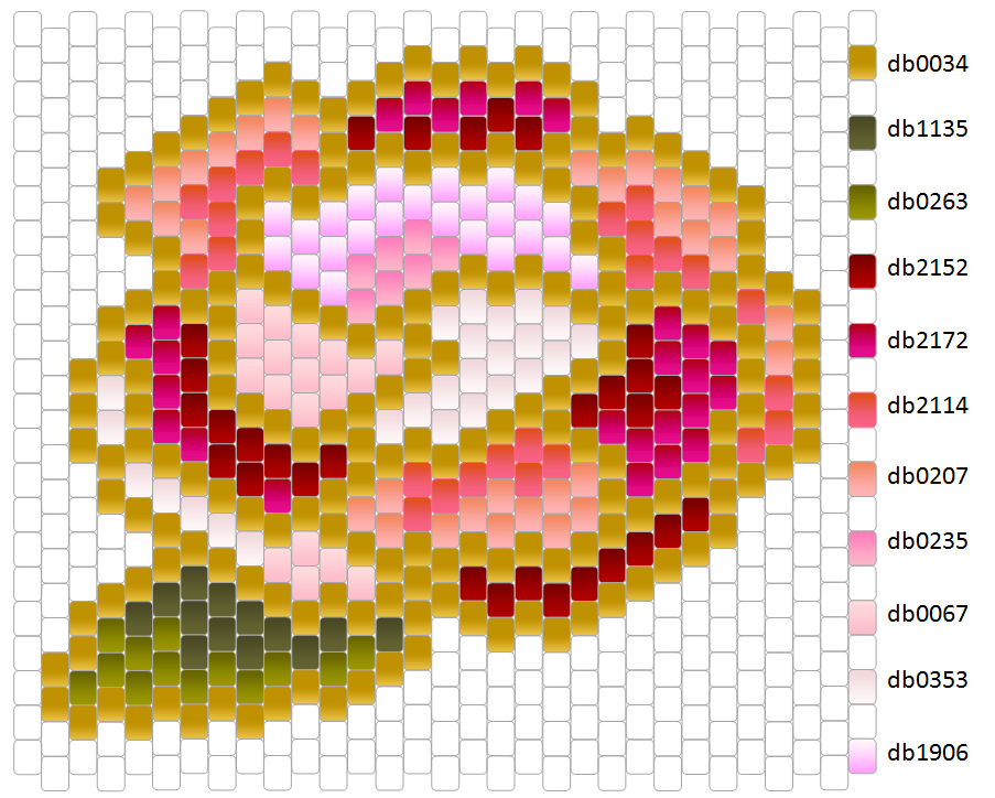 Esquema DIY peonía tejida con cuentas Miyuki Delicas