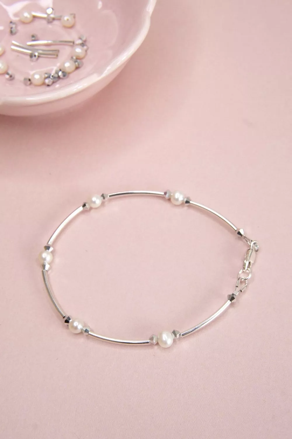 Pulsera semirrígida de plata 925 con perlas de agua dulce