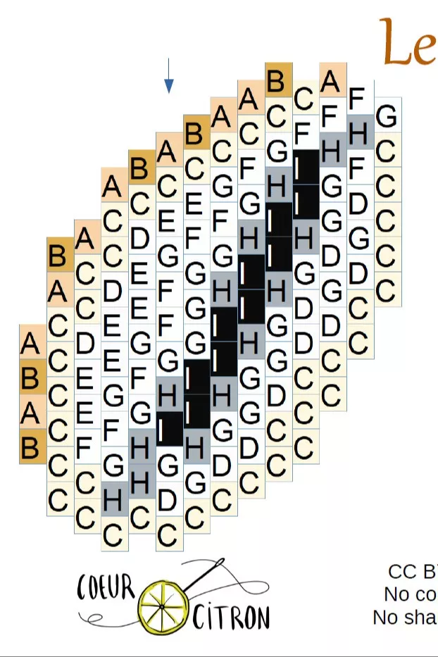 Esquema Rejilla de tejido de conchas Cauri en Miyuki Delicas 11/0