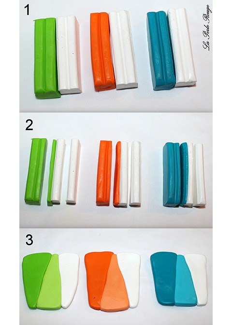 Caña caleidoscópica de arcilla polimérica : Paso 1