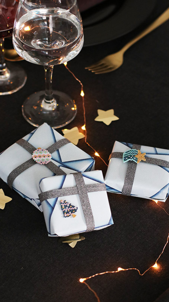 Esquema Cuentas Miyuki tejer regalos de navidad para invitados