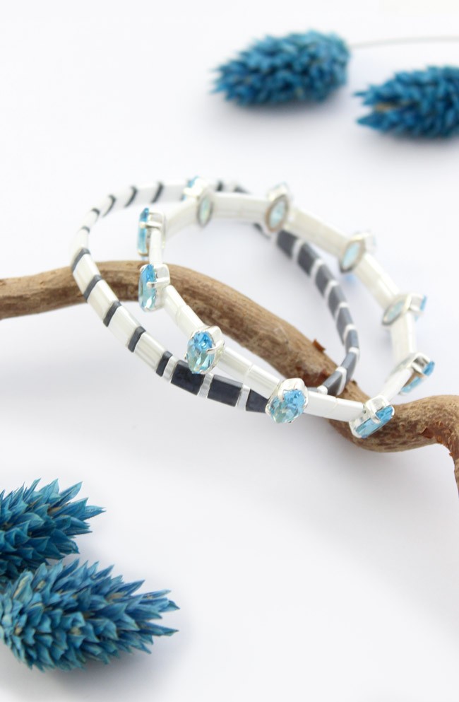 Esquema Pulseras elásticas perlas Tilas y lanzaderas PureCrystal