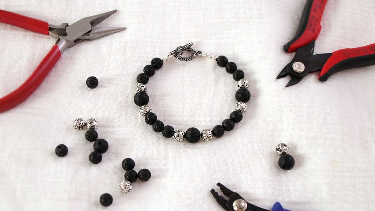 Esquema Pulsera de piedra de lava