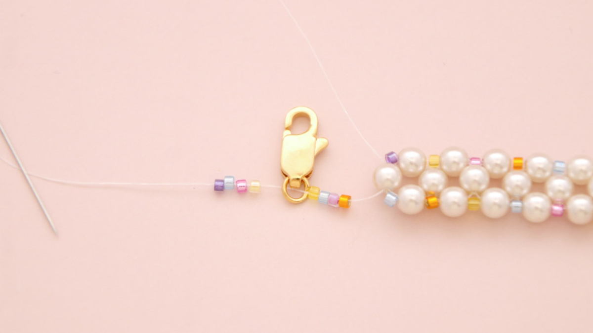 Pulsera de perlas preciosas y mixtas Miyuki delicas : Paso 10 Pulsera de perlas preciosas y mixtas Miyuki delicas : Paso 10