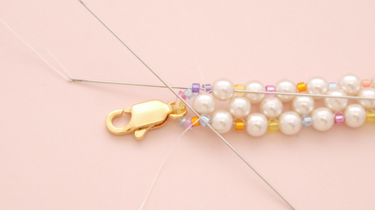 Pulsera de perlas preciosas y mixtas Miyuki delicas : Paso 12 Pulsera de perlas preciosas y mixtas Miyuki delicas : Paso 12