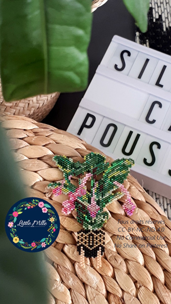 Esquema Rejilla para tejer Brick Stitch planta verde Medinillia Magnifica Miyuki Delicas 11/0 Esquema Rejilla para tejer Brick Stitch planta verde Medinillia Magnifica Miyuki Delicas 11/0