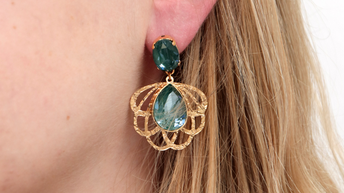 Boucles d'oreilles en cristal vert