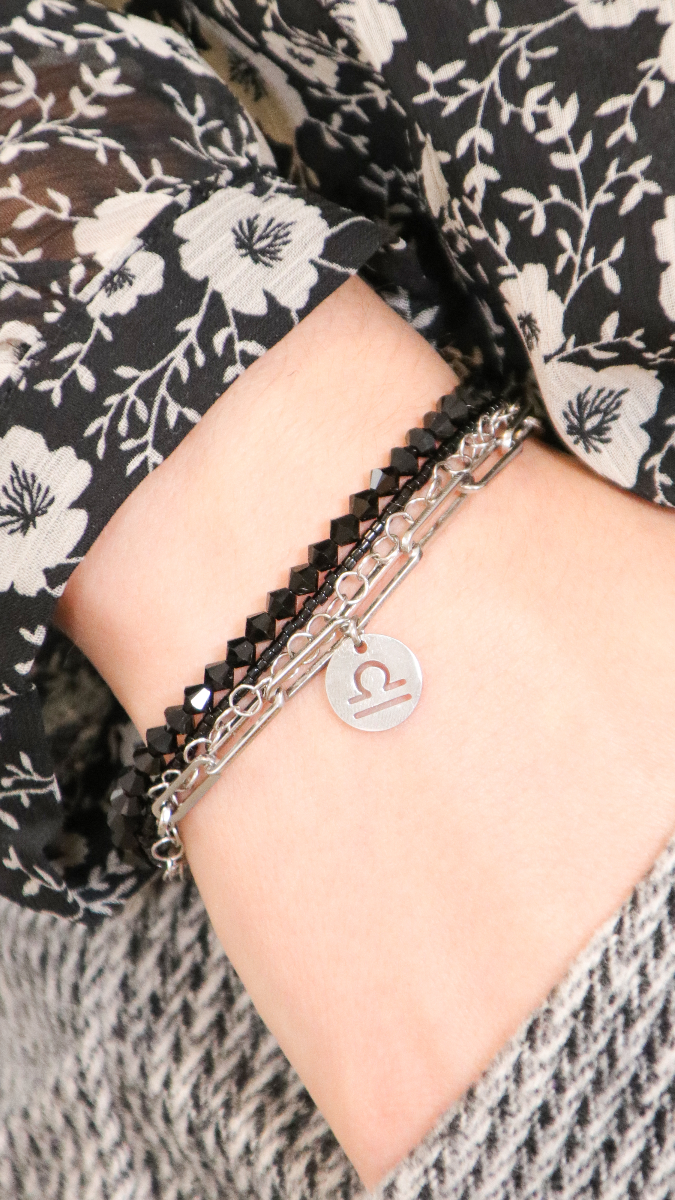 Esquema Brazalete de acero inoxidable multirrango, delicias Miyuki y trompetistas PureCrystal