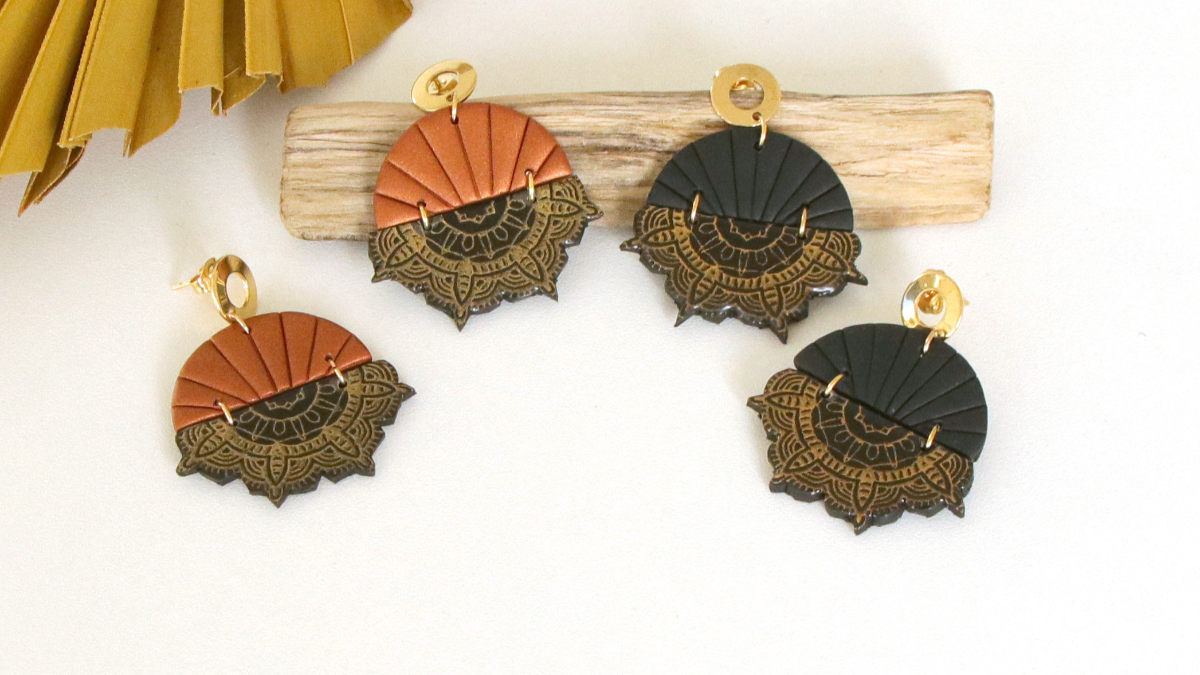 Pendientes de arcilla polimérica étnica y refinada Pendientes de arcilla polimérica étnica y refinada