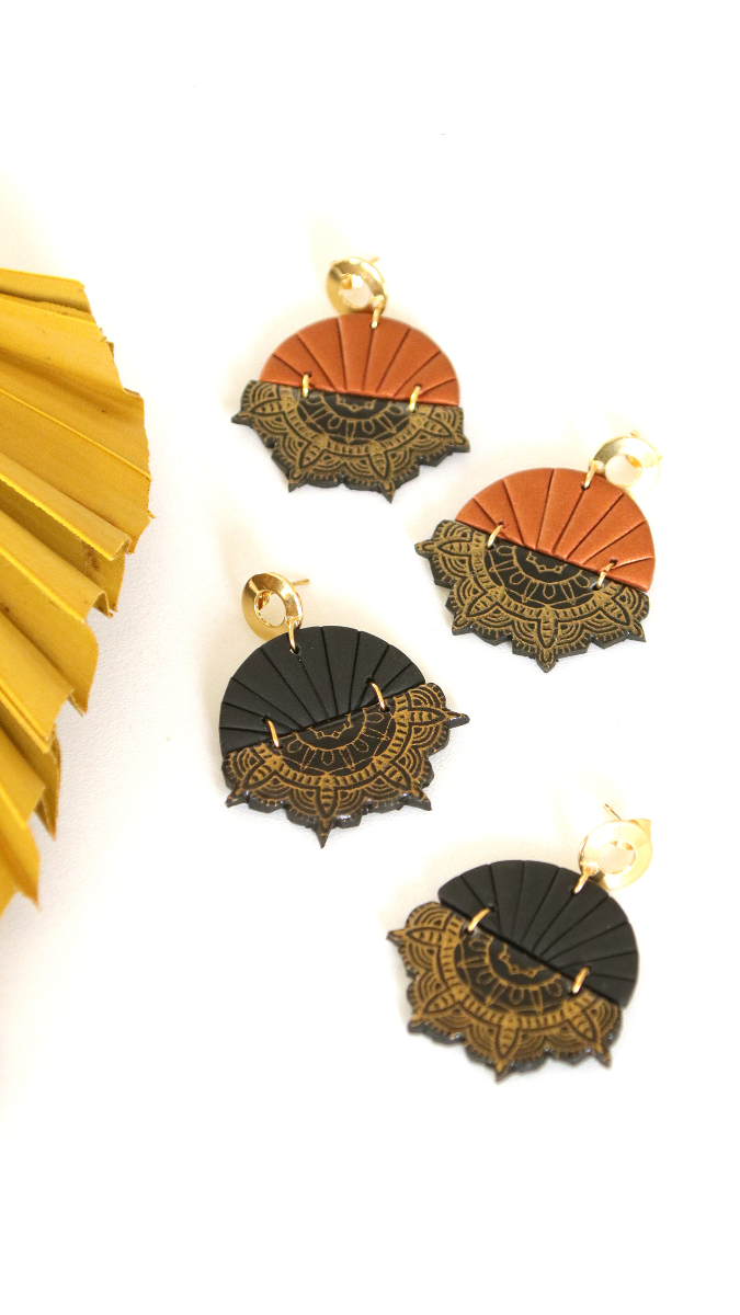 Esquema Pendientes de arcilla polimérica étnica y refinada Esquema Pendientes de arcilla polimérica étnica y refinada